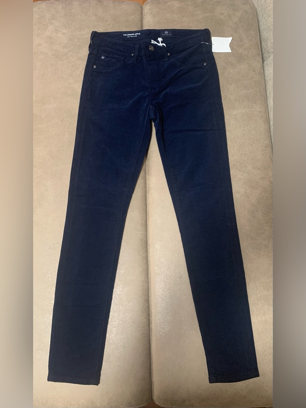 AG Adriano Goldschmied Navy The Legging Ankle Super Skinny Soft Velvet Pant - 26